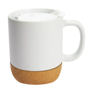 Ceramic Mugs with Lid and Cork Base 385 ml