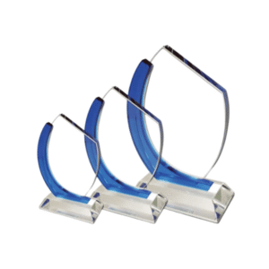 Crystal Awards with Blue Design on the side