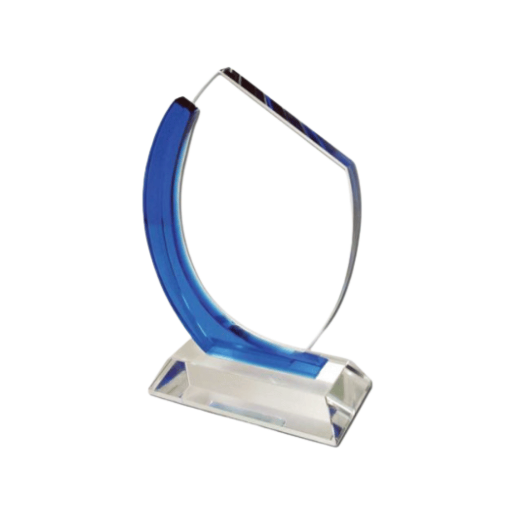 Crystal Awards with Blue Design on the sides