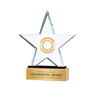 Star Shaped Crystal Awards with Wooden Base