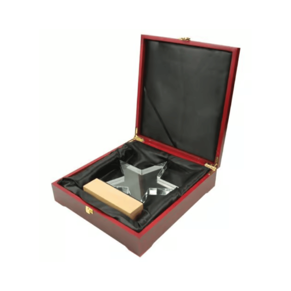 Star Shaped Crystal Awards with Wooden Base